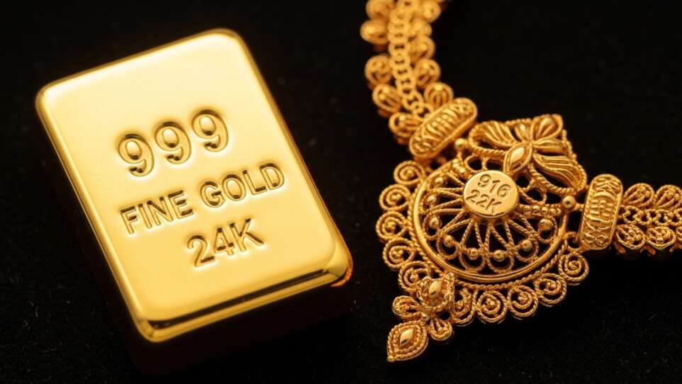 Beza Emas 999 vs 916 gold bar dan perhiasan Malaysia