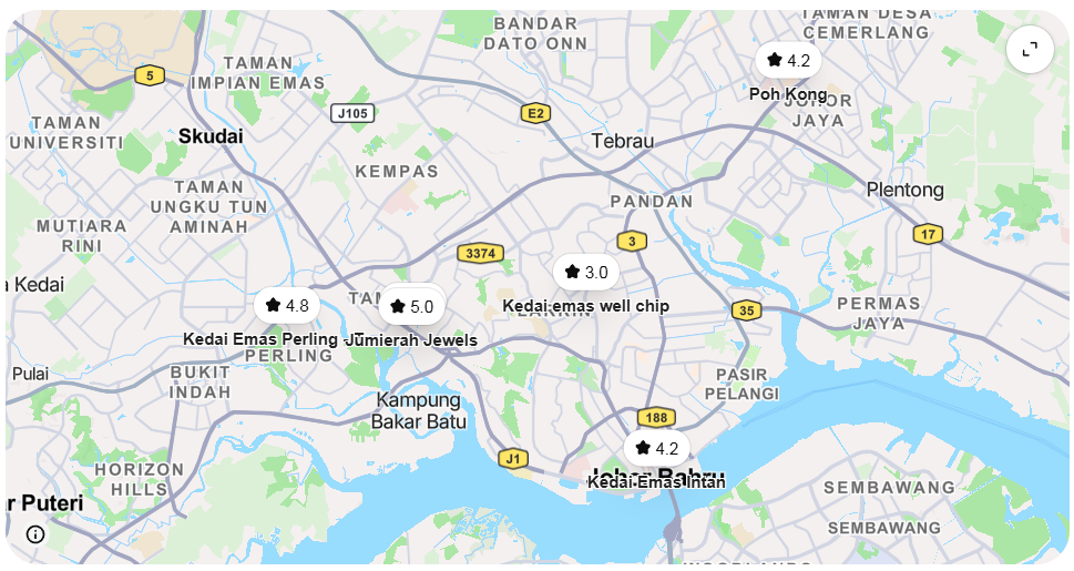 Senarai Kedai Emas di Johor Bahru (JB)