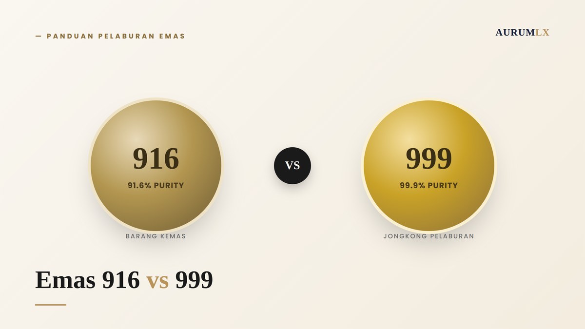 Emas 916 vs 999 - perbandingan ketulenan emas untuk pelaburan